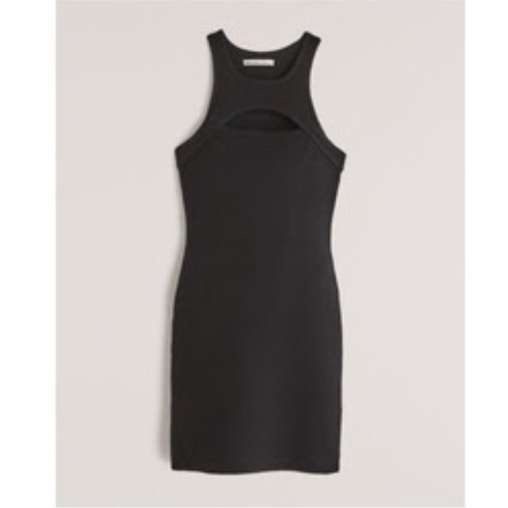 abercrombie scuba cutout elevated knit dress black